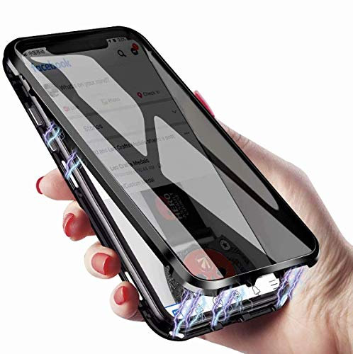 KMXDD Anti-Spy Anti-Peeping Galaxy S10 360 ° Ganzkörperhülle, Klares, doppelseitiges gehärtetes Glas [Magnetische Adsorption] Metall-Stoßstangen-Schutzhülle für Galaxy S10 (Blau, GalaxyS10)