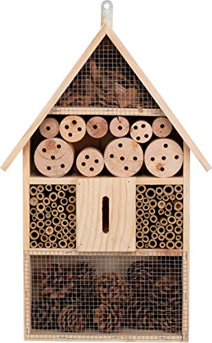 Brandsseller Insekt hotell XXL naturlig trä nesting box insektshus för flygande insekter - bin, fjärilar, nyckelpigor och andra djur