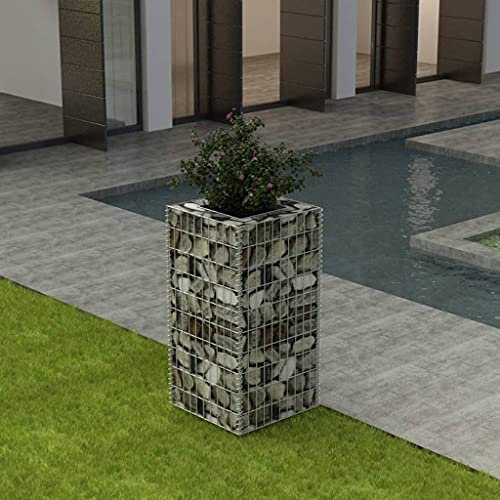 (Blitzlie fer) Jardinière en fil d'acier galvanisé pour terrasse et fleurs - Panier surélevé en fil de pierre pour jardin, paysages extérieurs, gabions - 50 x 50 x 100 cm