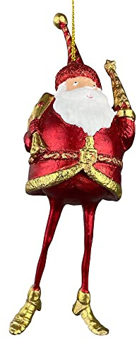 ecosoul Weihnachtsmann Gabenträger Weihnachten Baumschmuck Figur Deko Hänger Christbaumschmuck 17,5 cm rot-Gold mit Geschenken 1 Stück