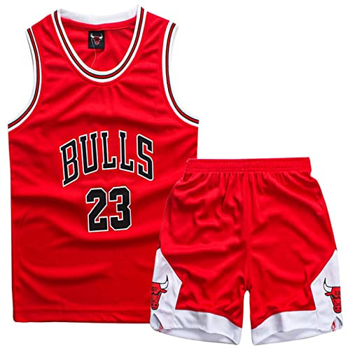 MEEHYRE Camiseta de Baloncesto Niños Traje de Ropa Deportiva, Juego de Camiseta sin Mangas y Pantalones Baloncesto Conjunto Camisetas para Niños, 1 Top + 1 Pantalón