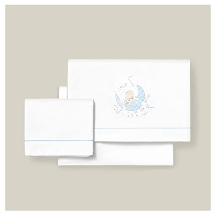 Juego de sábanas NEW SLEEPING en blanco azul para Carro y Capazo de Bebé · 100% ALGODÓN · INTERBABY