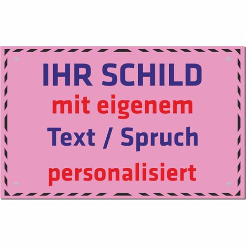 INDIGOS UG - Schilder selbst gestalten - rosa - Aluverbundplatte 12 Größen - 30x20-200x100cm - Schild personalisiert mit Text - Schrift - für Garage, Hotel, Parkplatz, Schule, Carport, Firma