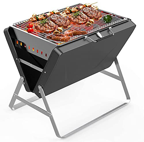 WXHN Grillage portatif de Barbecue d'acier Inoxydable de Gril de Charbon de Bois de BBQ Pliable avec la Valise portative pour la Cuisine, extérieur, Camping