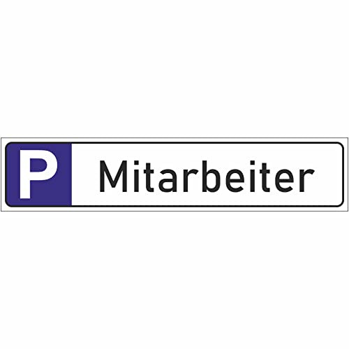 INDIGOS UG - Parkplatzschild Mitarbeiter 52x11 cm - Schild aus Aluverbundplatte für Firmenparkplätze, Garage oder Schule - wetterfest, robust, mit Aufdruck Mitarbeiter zur Parkplatzmarkierung