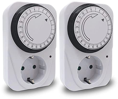 EXTRASTAR Spina Elettrica Timer Meccanico 24 ore, Commutazione Ogni 15 minuti, 230 V 16 A, Bianco, 2 pz
