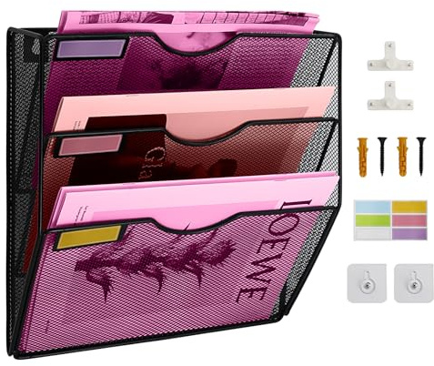 ideallife 3 Fächer Zeitschriften Wandhalter aus Metall, Aktenhalter Brief-Organizer, Zeitschriften-Aufbewahrung, Mehrzweck-Verwendung zum Ausstellen von Zeitungen, Papierdateien