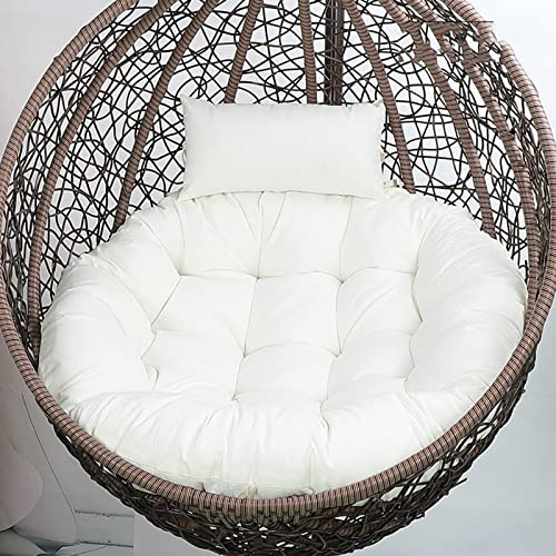 CojíN para Colgar En Forma De Huevo,CojíN para SillóN Colgante De RatáN, Lavable CojíN para Columpio Para Interior, Mimbre RatáN Colgante Huevo Almohadillas,para JardíN(Size:120X105cm,Color:White)