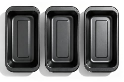 CHEOTIME Moule à Pain Rectangulaire, 3 Pièces Moule à Gâteau à Pain Moule à Gâteau Rectangulaire Antiadhésif En Acier Au Carbone Moule à Pain Noir 15 Cm