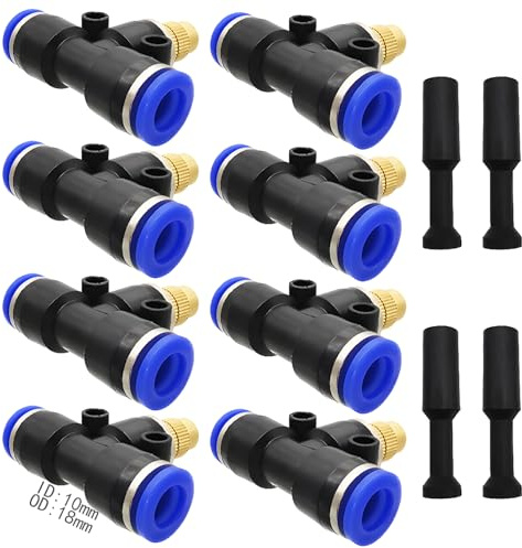 Irrigation Spray Nozzles, Dujelixa 8Pcs Brass Misting Nozzle Connect 10mm Quick Intubation Tube +4 Pcs Blocking Head for Disinfection, dust Reduction, Farm Cooling, Garden humidification