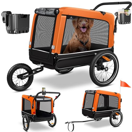 KESSER® Hundeanhänger Boxer 3-in-1 Hundebuggy & Jogger Fahrradanhänger groß ca. 240 Liter Volumen, gefedert, Material: 600D Oxford Canvas, SmartSpace Concept, maximale Belastbarkeit: 40 kg