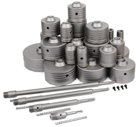 30-160mm Hammer Drills Wall Hole Saw Drill Bit set Cutter Tools with Round Shaft Concrete Cement Stone Hole Opener 1pc,500mm SDS plus link