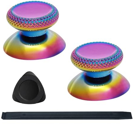 VRbrother 2PCS Metal Thumbsticks Replacement Compatible for Meta Quest3,quest3S,Oculus Quest2,Quest Pro Left and Right Controllers,VR Accessories Replacement Part Thumb Grip Cap Cover (Multicolor)