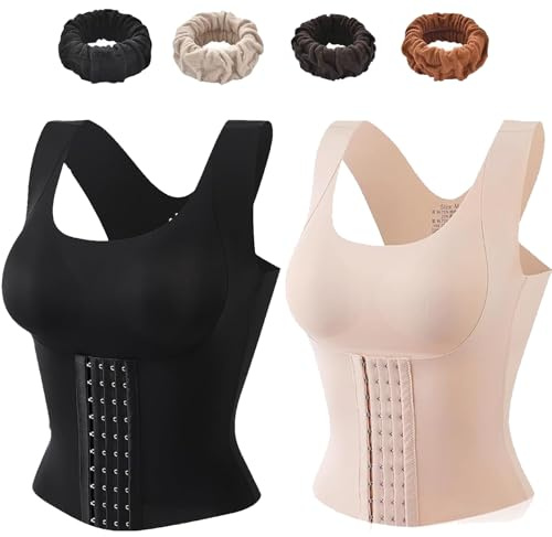 3-i-1 midjetränare BH för kvinnor, 3-i-1 kvinnor linne formande bh linne midjetränare hållning. (2XL, 2 st)