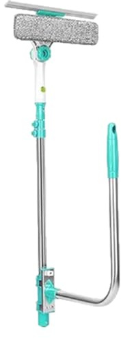 Window Cleaning Squeegee - Telescopic Window Cleaner | High-rise Glass Scraper | u shaped Microfiber Retractable wndow Cleaners | Space Saving Squeege With Rotating Head, Multipurpose Cleaning Tool