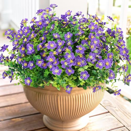 SOMYTING Künstliche Blumen 12 Bündel Künstliche Balkonpflanzen (Lila) | UV-beständig gefälschte Blumen Kein Verblassen Plastik Blumen für Outdoor Indoor Balkon Balkonkasten Blumenkasten