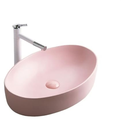 Hhmmei2024-23 Vasque à Poser Salle de Bain Lavabo Hors Sol Rose, Balcon, Salle de Bains, évier en céramique, lavabo Domestique Simple, lavabo d'extérieur Lavabo Salle de Bain