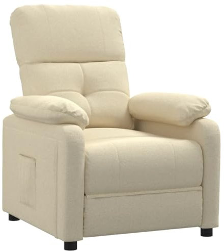vidaXL Relaxsessel, Sessel mit Liegefunktion, Fernsehsessel Verstellbare Rückenlehne, Liegesessel Ruhesessel Polstersessel, Creme Stoff
