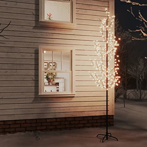 árbol LED con Flor de Cerezo 368 LED Blanco cálido 300 cm,Árbol de Navidad LED Cerezo en Flor con 8 Efectos de Iluminación para Interior y Exterior Arboles de Navidad