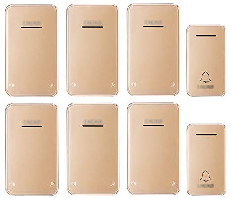 CAFIEDR Sonnette sans Fil, kit de Carillon de Porte étanche Auto-alimenté, 2 Boutons-poussoirs et 6 récepteurs avec portée de 650 Pieds, 48 carillons, Volume à 6 Niveaux, sonnett-2