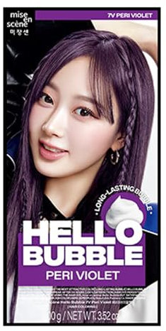 Hello Bubble Foaming Hair Color | Ash Beige, Perry Violet, Whale Deep Blue | Easy Application, Long-Lasting, Nourishing, Permanent Hair Dye 100g (7V Perry Violet, One Size)