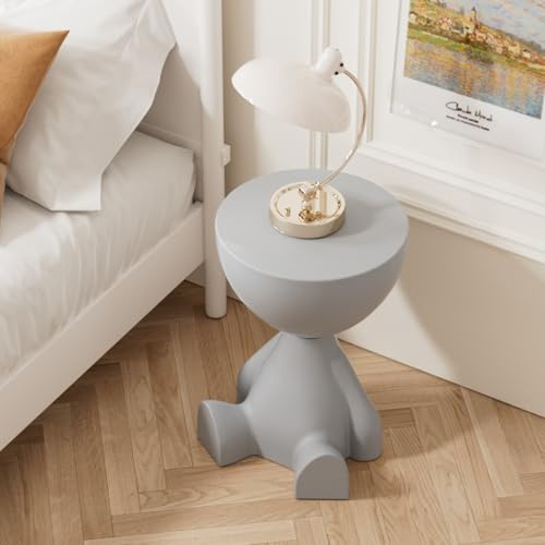 Virzen Beistelltisch, runder Couchtisch, süßer Sofa-Beistelltisch, Nachttisch, Kleiner Beistelltischs mit Akzent für Wohnzimmer, Schlafzimmer, Balkon, Moderne Nachttisch-Wohndekoration (Grau S)