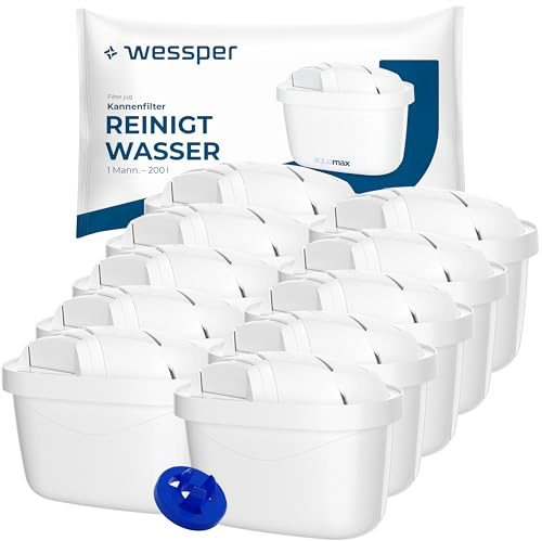 Wessper wasserfilter kartuschen, zusätzlicher für PIN Brita kanne 10 Stück | Filter mit Aktivkohle, Ionenaustauschharz, Kompatibel mit Dafi, Kompatibel mit Brita, Kompatibel mit BWT Aquaphor