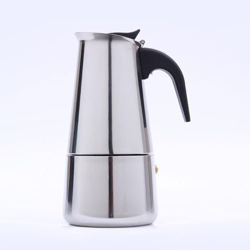 Caffettiera Moka Express 4 Tazze 200ml - Espresso Maker in Acciaio Inox - Moka Pot Manico Anti Scottatura - Non adatta a Induzione