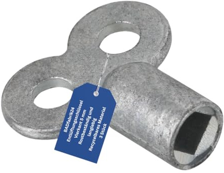 BADfabrik24 Entlüftungsschlüssel aus Metall 5mm Vierkant | Heizkörper-Schlüssel für manuelle Entlüftung | Rostfrei & robust | Standardgröße für Heizungsventile (3)