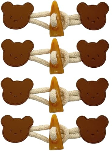 DHER Hebilla de Botones de Cuero Cierre de Botones de Palanca 4 pares de pequeños abrigos abotonados de imitación de cuero, chaquetas, prendas de punto, rompevientos, botones de resina (Osito marrón)