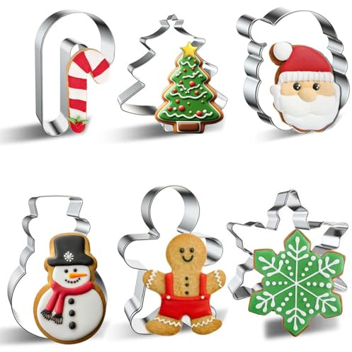 Emporte Piece Noel, Lot de 6 en Acier Inoxydable Emporte Pièce Noël pour Pâtisserie/Biscuit/Gâteau/Cookie