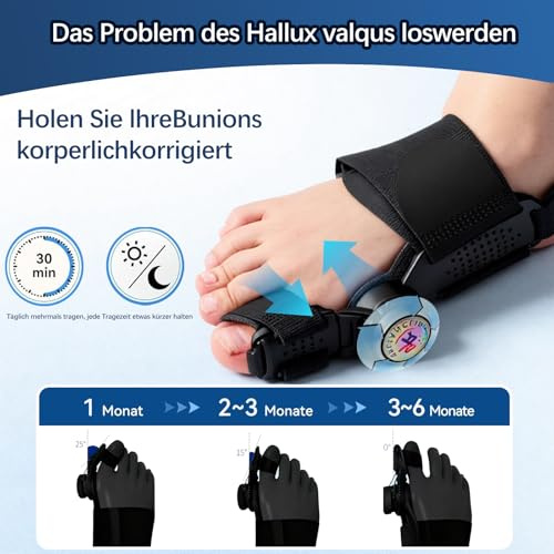 QIDUHUQI Hallux Valgus Korrektur Set, Upgrade Version mit Verstellbarer Hallux Valgus Schiene, Zehenstreckerband, 2X Silikon Zehenspreizer, Reduziert Hallux Valgus Belastung für Tag und Nacht Unisex