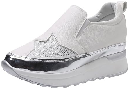 VBEDKDEB Sneaker Chaussures de course à enfiler pour femme - Chaussures orthopédiques avec coussin d'air - Talon compensé - Chaussures à enfiler avec coussin d'air - Semelle épaisse - Paillettes
