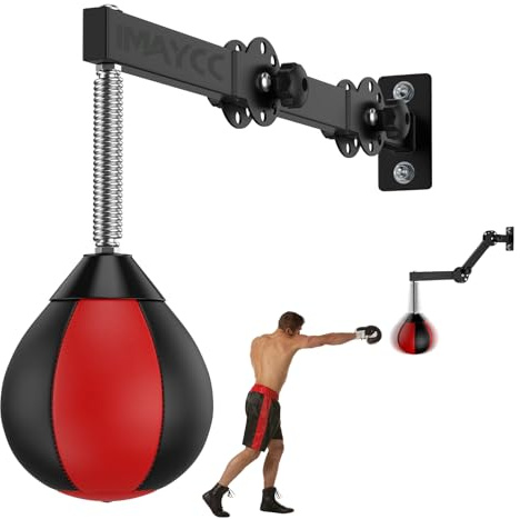 IMAYCC Speed Bag Boxe, palla da boxe con montaggio a parete, altezza regolabile e pieghevole, borsa per riflessi, attrezzatura da boxe antistress, regalo per uomini, adulti, ragazzi e bambini, adatta