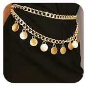 Zimocepuz Bauchkette Gold, Piraten Gürtel Gold Kettengürtel Münzgürtel Accessoires für Damen Kostüm Schmuck
