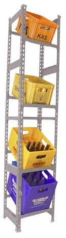 Simon Rack Étagère en métal autoportante pour 8 caisses à Boissons, 2000 x 800 x 300 mm, pour caisses à Eau, caisses à bière ou caisses à Boissons, pour Cuisine, Garage ou Cave