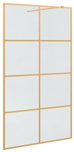 vidaXL Pared de Ducha Walk-in Dorado 115 x 195 cm vidrio templado