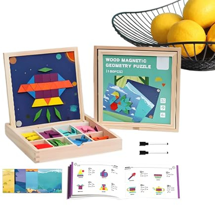Puzzle Bausteine - Aus Holz mit Magneten, Interaktiv und STEM Lernspielzeug - Knobel- und Rätselspielzeug Tangram Puzzle,Für Kinder, Mädchen, Jugendliche, Söhne Töchter, für Zuhause, Reisen