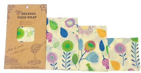 TOVINANNA Set 3 Tessuti per Alimenti in Cotone e Cera D'api Riutilizzabili per Conservare Pane e Frutta in Ristorante Design Creativo e Cura Naturale Colore Casuale