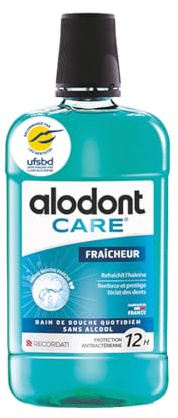 ALODONT CARE Fraîcheur | Bain de bouche quotidien | Rafraîchit l’haleine | Prolonge l’efficacité du brossage | Renforce et protège l’éclat des dents | À partir de 7 ans | 500 ml