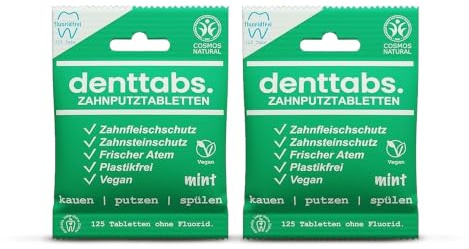 Denttabs mint utan fluor 2 x 125 st.