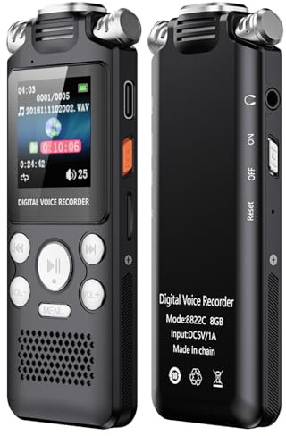 XUMIUZIY Digital Voice Recorder with 360° Dual Microphones, PCM Sound Quality, 800mAh Rechargeable Voice Recorder Pen for Meetings Lectures, 50 Hours Recording, Supports OTG (32G)