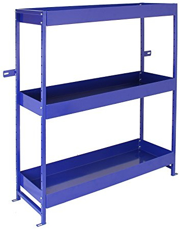 Van Racking Unit Metal Shelving Tool Parts Accessories Storage 3 Shelves Height Adjustable Heavy Duty Blue Powder Coated Steel Customisable Garage Workshop 116.5cm x 115cm x 34.8cm FREE Brackets