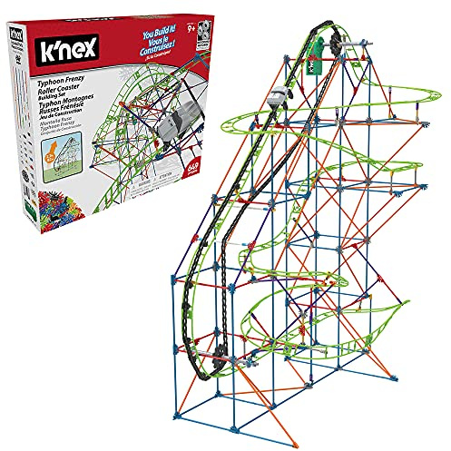 K'NEX 51438 Typhoon Frenzy Roller Coaster, 2-in-1 Model Colourful Construction Set for Boys and Girls, 19 Foot Toy, 640 Piece Kids Building Set for Children Aged 9 Years +