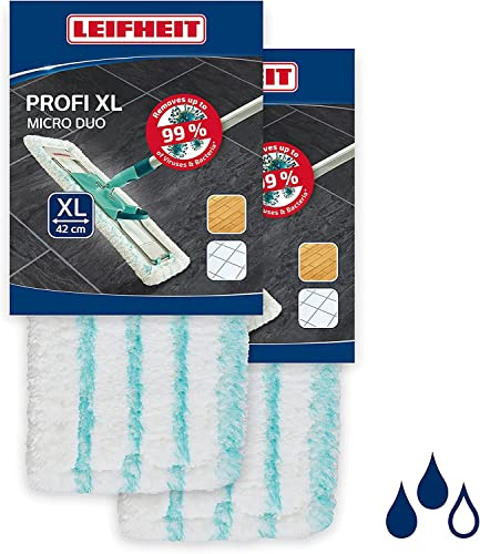 Leifheit Wischbezug Profi XL Micro Duo Collect, für alle Bodenarten mit Schmutzsammelfunktion, Ersatzbezug für ideale Schmutzaufnahme Dank 2-Faser-System, Mikrofaser-Bezug für Fliesen und Laminat