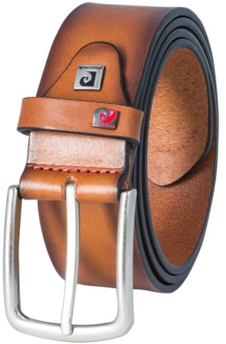 Pierre Cardin Leder-Gürtel Herren 40 mm breit, Gürtel Herren Vollrindleder cognac, Größe/Size:110, Farbe/Color:braun