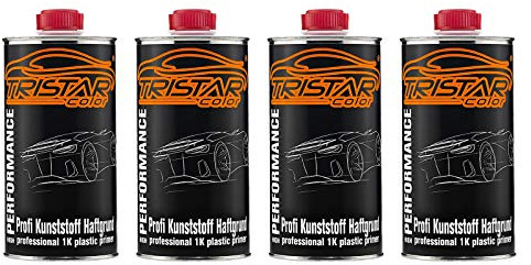 TRISTARcolor Haftgrund Primer Dose Kunststoff 4 x 0,5 Liter transparent | Haftvermittler für Kunststoff, stellt schlüssige Verbindung zu Lack her, ergiebig, einfach zu verarbeiten, Made in Germany