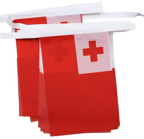 AZ FLAG girlang 6 meter 20 Tonga flaggor 21 x 15 cm - tongiansk flagga 15 x 21 cm