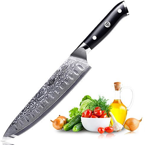 Kitchen Emperor Couteau de Chef, Couteaux de Cuisine de Damas 67 Couche Acier Avec poignée G10