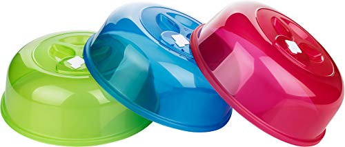 Kigima XL Mikrowellen-Abdeckung 29cm 3er Set – Runde Mikrowellenhaube mit Entlüftungslöchern – Praktische Microwellenabdeckungen aus robustem Plastik (BPA-Frei) – Stapelbare Abdeckhaube für Mikrowelle
